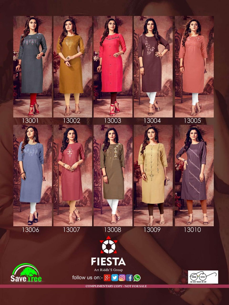 Fiesta Zubee Latest Designer Fancy Festive Wear Straight Embroidery Kurtis Collection
